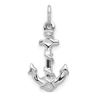 10K White Gold Anchor Pendant