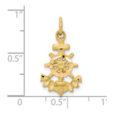 10K Yellow Gold Anchor Ships Wheel Charm – view 4
