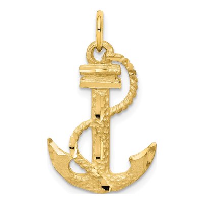 10K Yellow Gold Diamond-Cut Anchor Charm
