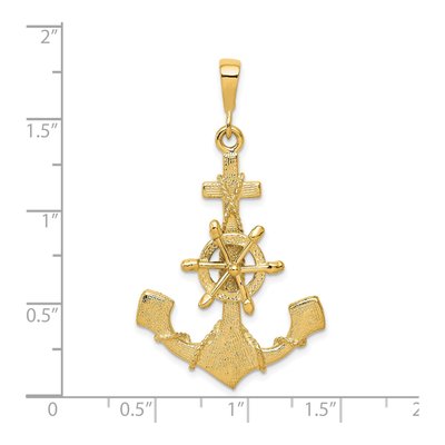 10K Yellow Gold Large Moveable Ship's Wheel Pendant – view 4