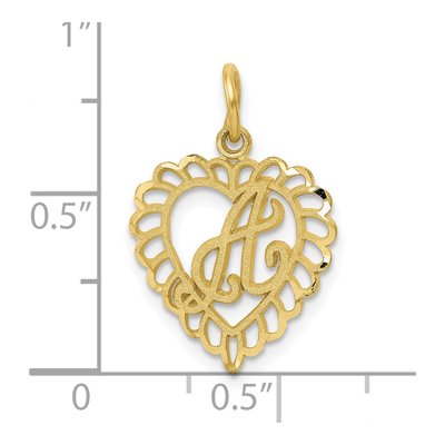 10K Yellow Gold Scalloped Heart Initial A Charm – view 4