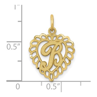 10K Yellow Gold Heart Initial B Pendant – view 4