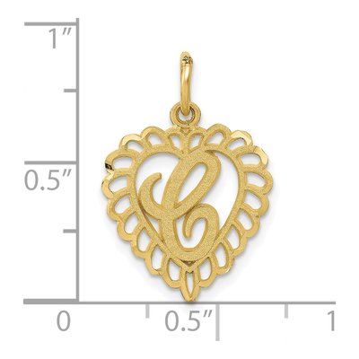 10K Yellow Gold Heart Initial C Pendant – view 4
