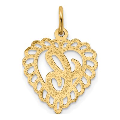 10K Yellow Gold Heart Initial C Pendant – view 5