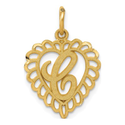 10K Yellow Gold Heart Initial C Pendant
