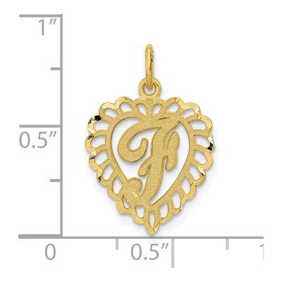 10K Yellow Gold Heart Initial F Pendant – view 4