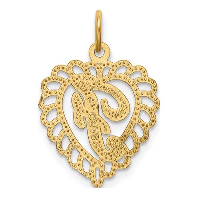 10K Yellow Gold Heart Initial F Pendant – view 5