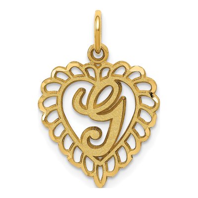 10K Yellow Gold Heart Initial G Pendant
