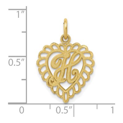 10K Yellow Gold Heart Initial H Pendant – view 4
