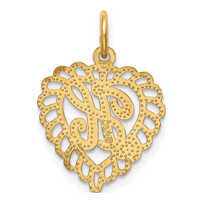 10K Yellow Gold Heart Initial H Pendant – view 5