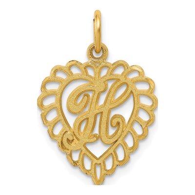 10K Yellow Gold Heart Initial H Pendant