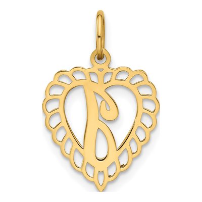 10K Yellow Gold Initial I Scalloped Heart Charm – view 4