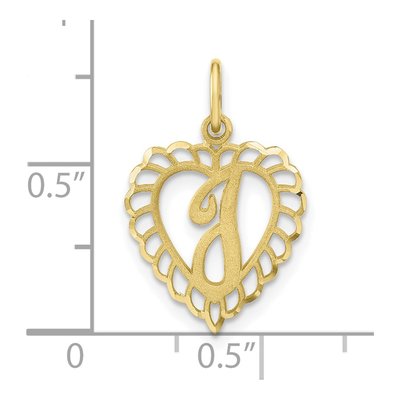 10K Yellow Gold Initial I Scalloped Heart Charm – view 5
