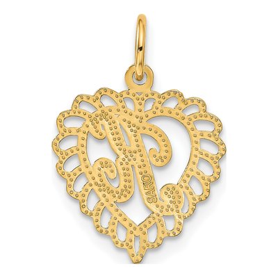 10K Yellow Gold Scalloped Heart Initial K Charm – view 5