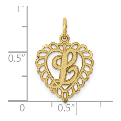 10K Yellow Gold Heart Initial L Pendant – view 4