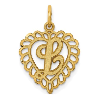 10K Yellow Gold Heart Initial L Pendant