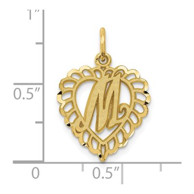 10K Yellow Gold Heart Initial M Pendant – view 4