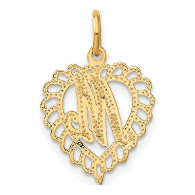 10K Yellow Gold Heart Initial M Pendant – view 5