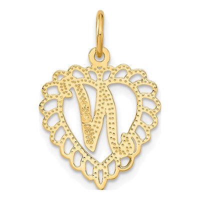 10K Yellow Gold Scalloped Heart Initial N Charm – view 5