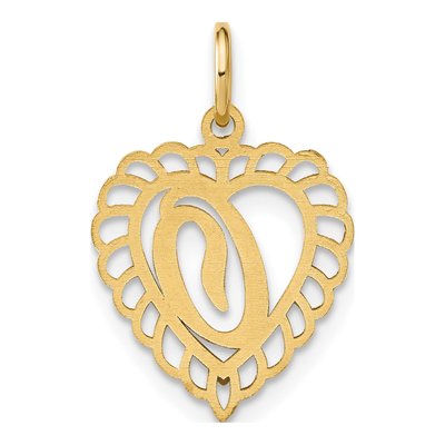 10K Yellow Gold Scalloped Heart Initial O Charm – view 4