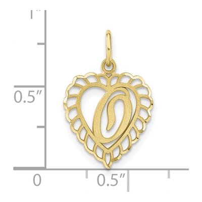 10K Yellow Gold Scalloped Heart Initial O Charm – view 5