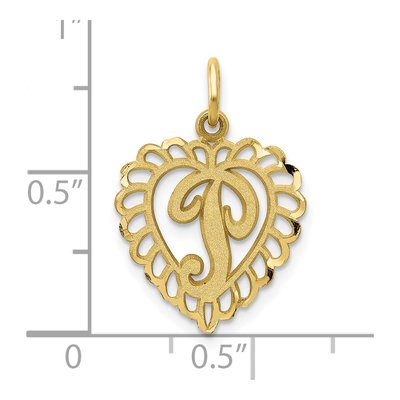 10K Yellow Gold Heart Initial P Pendant – view 4