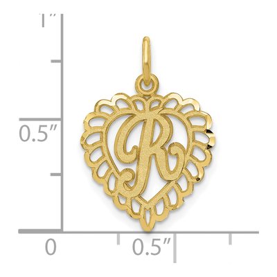 10K Yellow Gold Heart Initial R Pendant – view 4