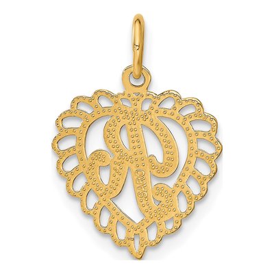 10K Yellow Gold Heart Initial R Pendant – view 5