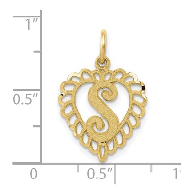 10K Yellow Gold Scalloped Heart Initial S Charm – view 4