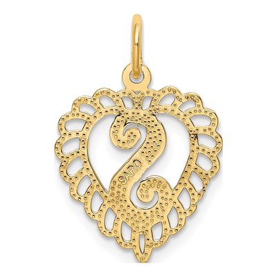 10K Yellow Gold Scalloped Heart Initial S Charm – view 5