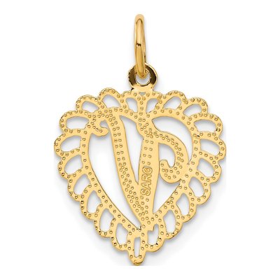 10K Yellow Gold Heart Initial V Charm – view 4