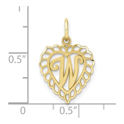 10K Yellow Gold Scalloped Heart Initial W Charm – view 5