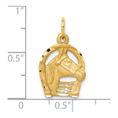 10K Yellow Gold Horsehead Horseshoe Charm – view 4