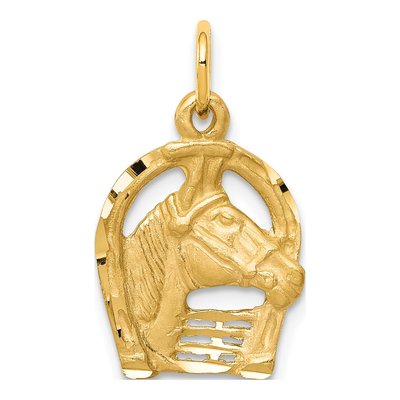 10K Yellow Gold Horsehead Horseshoe Charm