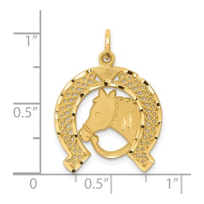 10K Yellow Gold Horsehead Horseshoe Charm – view 4