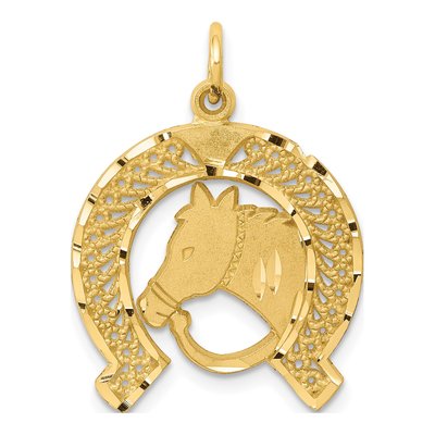 10K Yellow Gold Horsehead Horseshoe Charm