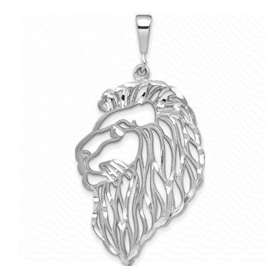 10K White Gold Lion's Head Pendant