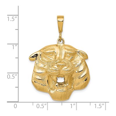 10K Yellow Gold Large Tiger Head Pendant – view 4