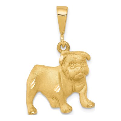 10K Yellow Gold Diamond-Cut Bulldog Charm