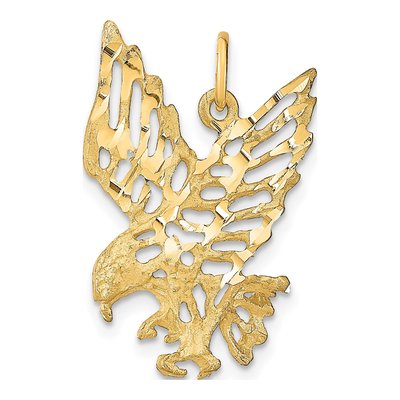 10K Yellow Gold Diamond-Cut Eagle Pendant