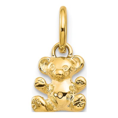 10K Yellow Gold 3-D Teddy Bear Pendant