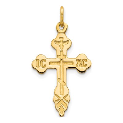 10K Yellow Gold Eastern Orthodox Cross Charm