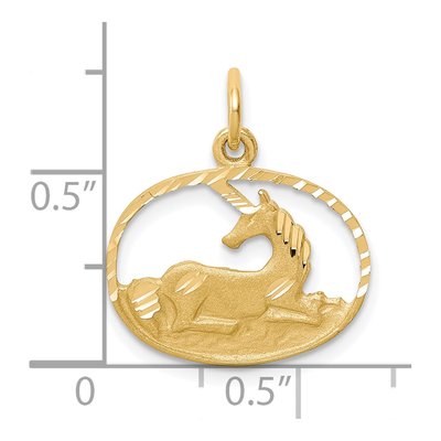 10K Yellow Gold Unicorn Oval Frame Charm – view 4