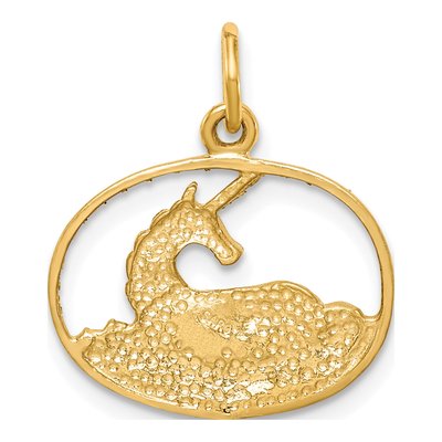 10K Yellow Gold Unicorn Oval Frame Charm – view 5