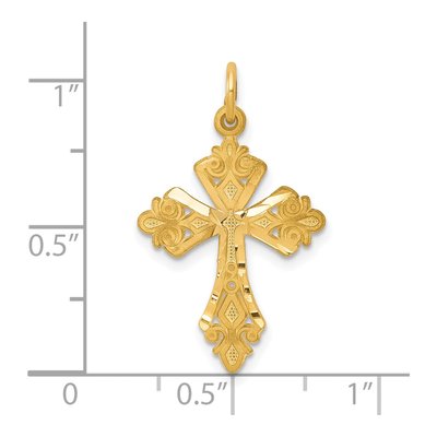10K Yellow Gold Fleur de Lis Cross Charm – view 4