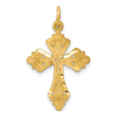 10K Yellow Gold Fleur de Lis Cross Charm