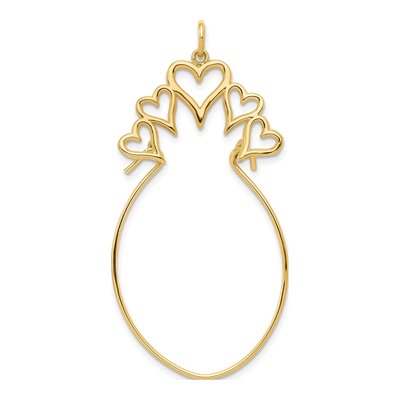10K Yellow Gold 5-Hearts Holder Pendant
