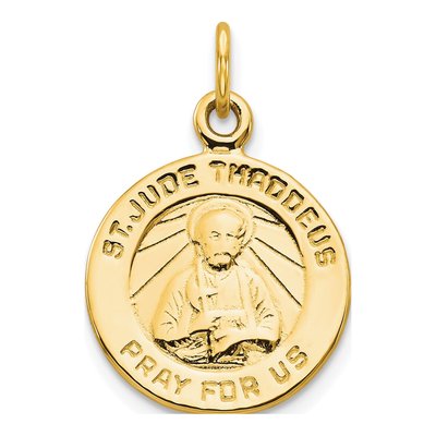 10K Yellow Gold St Jude Medal Pendant