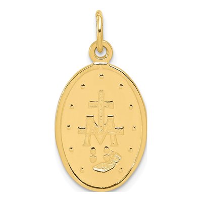 10K Yellow Gold Oval Miraculous Medal Pendant – view 5