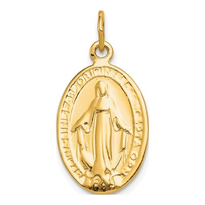 10K Yellow Gold Oval Miraculous Medal Pendant